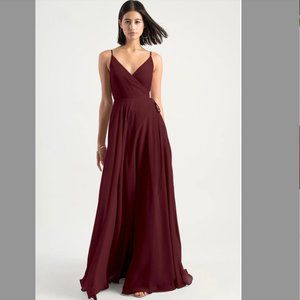 Jenny Yoo James Chiffon Wrap Dress in Hibiscus, Bridesmaid or Event Gown